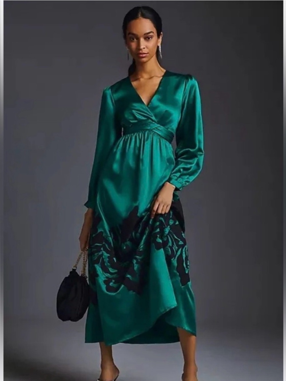 Anthropologie Nikasha Embroidered Satin Dress XL NWT Plus Accessories Bundle - Picture 3 of 17